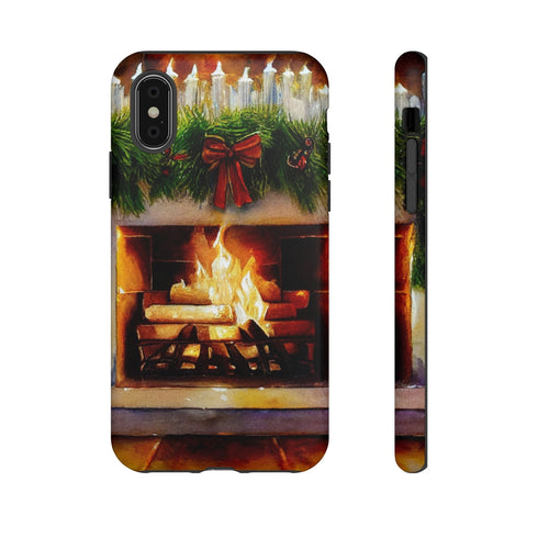 Candles on the Hearth Decorated for Christmas - Impact Resistant Phone Case iPhone X Matte